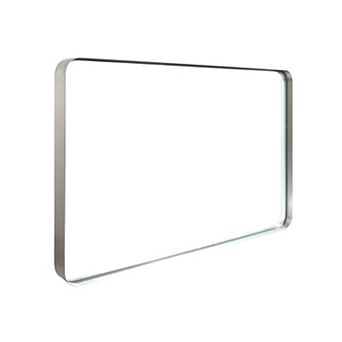ELEMENT ACE 40x30 Inch Brushed Silver Rectangular Wall Mirror with Metal Frame for Bathroom