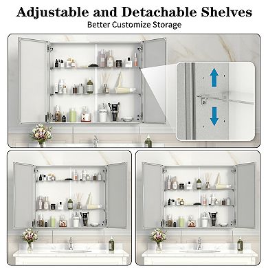 ELEMENT ACE Wall Mounted Bathroom Medicine Cabinet with Mirror and Adjustable Storage Shelves
