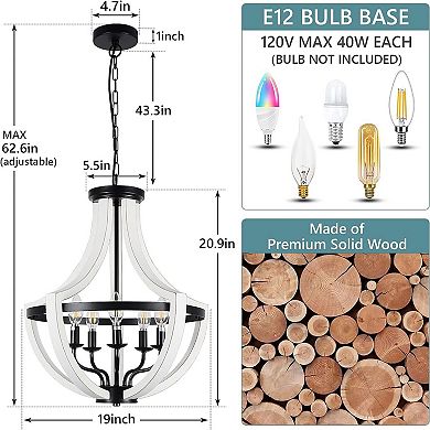 ELEMENT ACE Modern Solid Wood Chandelier with Adjustable Height and Dimmable Lighting