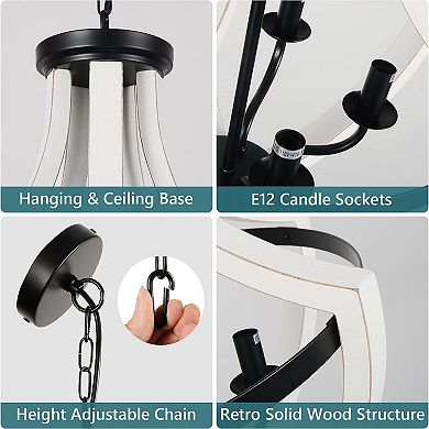 ELEMENT ACE Modern Solid Wood Chandelier with Adjustable Height and Dimmable Lighting