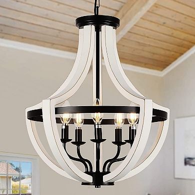ELEMENT ACE Modern Solid Wood Chandelier with Adjustable Height and Dimmable Lighting
