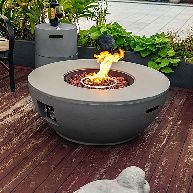 2-Piece 36" Propane Gas Fire Pit Table , 50000 BTU Round Steel Fire Pit with Tank Holder