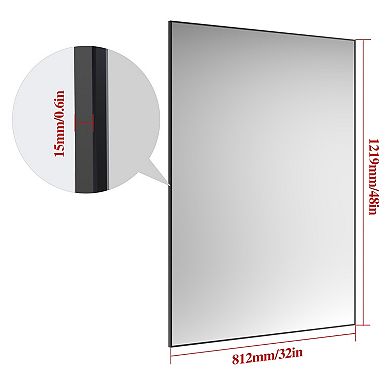 ELEMENT ACE Oversized Modern Rectangle Wall Mirror with Black Frame for Bathroom Living Room Bedroom