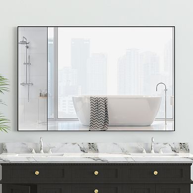 ELEMENT ACE Oversized Modern Rectangle Wall Mirror with Black Frame for Bathroom Living Room Bedroom