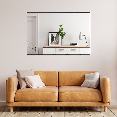 ELEMENT ACE Oversized Modern Rectangle Wall Mirror with Black Frame for Bathroom Living Room Bedroom