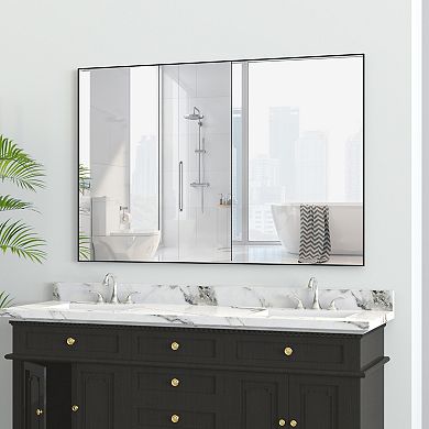 ELEMENT ACE Oversized Modern Rectangle Wall Mirror with Black Frame for Bathroom Living Room Bedroom