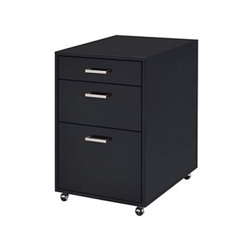 GOODSILO Contemporary High Gloss and Chrome Finish Three-Drawer File Storage Cabinet