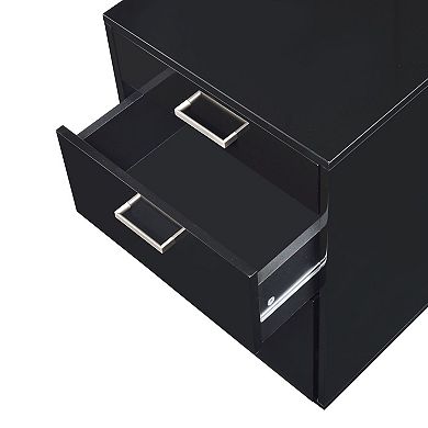GOODSILO Contemporary High Gloss and Chrome Finish Three-Drawer File Storage Cabinet