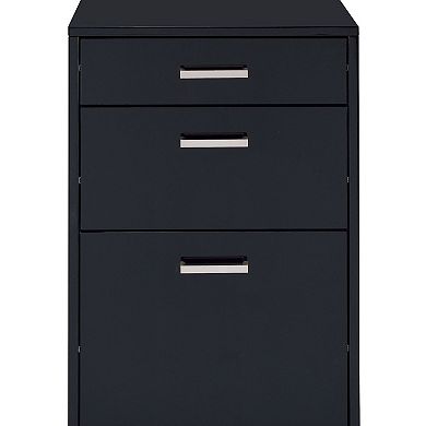 GOODSILO Contemporary High Gloss and Chrome Finish Three-Drawer File Storage Cabinet