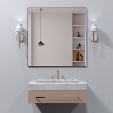 ELEMENT ACE Oversized Modern Rectangle Wall Mirror with Sleek Frame for Bathroom and Living Room