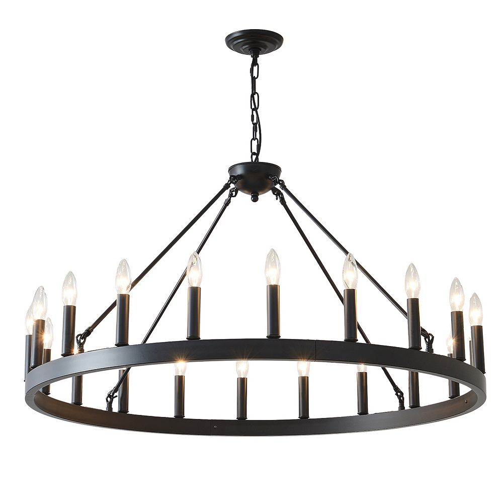 ELEMENT ACE Extra Large 20-Light Wagon Wheel Chandelier Farmhouse Style ...