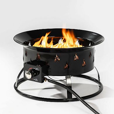 19 Inches Propane Gas Fire Pit, 50000 BTU Round Steel Fire Pit