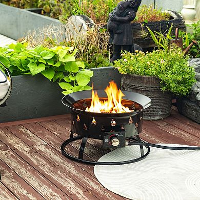 19 Inches Propane Gas Fire Pit, 50000 BTU Round Steel Fire Pit