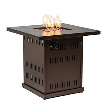 28" Propane Gas Fire Pit Table, 50000 BTU Square Steel Fire Pit