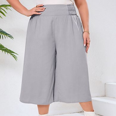 Women's Plus Size Straight Leg and Flowy Gaucho Pants with Pockets