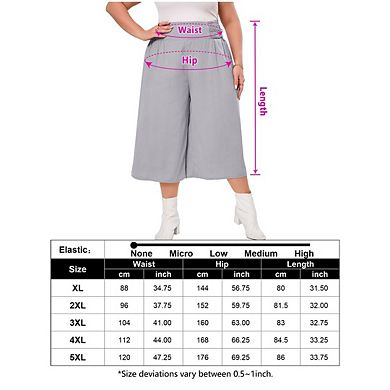 Women's Plus Size Straight Leg and Flowy Gaucho Pants with Pockets