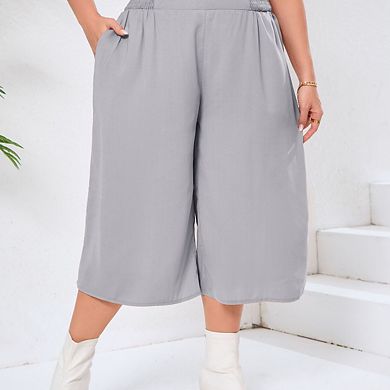 Women's Plus Size Straight Leg and Flowy Gaucho Pants with Pockets