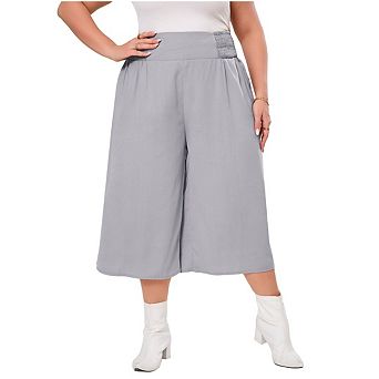 Women's Plus Size Straight Leg and Flowy Gaucho Pants with Pockets