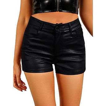 Women Faux Leather High Waist Legging Shorts Stretchy Shorts