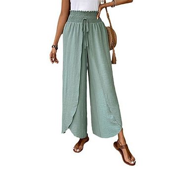 Women's Bell-bottoms Pants Straight Leg Elastic Waist Wide Leg Casual Home Elegant Style Trousers