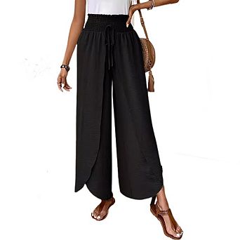 Women's Bell-bottoms Pants Straight Leg Elastic Waist Wide Leg Casual Home Elegant Style Trousers