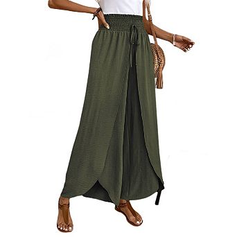 Women's Bell-bottoms Pants Straight Leg Elastic Waist Wide Leg Casual Home Elegant Style Trousers