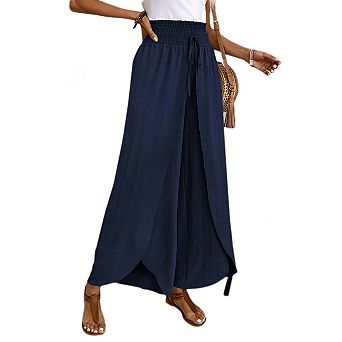 Women's Bell-bottoms Pants Straight Leg Elastic Waist Wide Leg Casual Home Elegant Style Trousers