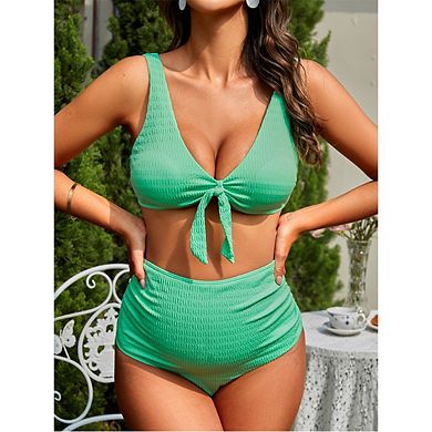 Women's Maternity Swimsuit Pregnancy Bikini Sets Twist Cutout Front Two Piece Bathing Suit Swimwear