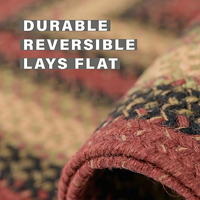 Homespice Highland Jute Braided Rug Reversible Blue, Red, Green, Rug