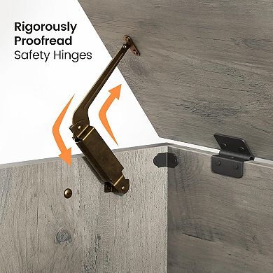 Storage Chest, Wooden Storage Bench with Safety Hinge, Flip Top Blanket Chest Trunks