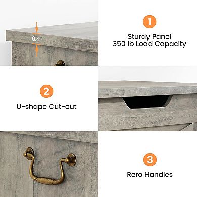 Storage Chest, Wooden Storage Bench with Safety Hinge, Flip Top Blanket Chest Trunks