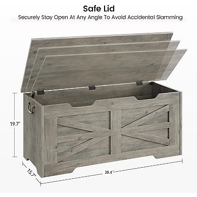 Storage Chest, Wooden Storage Bench with Safety Hinge, Flip Top Blanket Chest Trunks