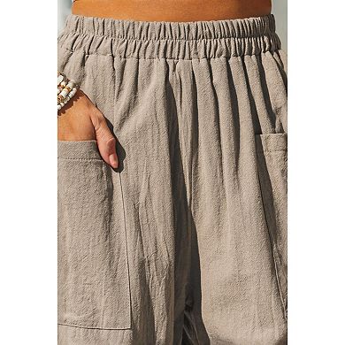 Women Summer Casual Loose Low Waist Cargo Lounge Lantern Cropped Pants with Pockets