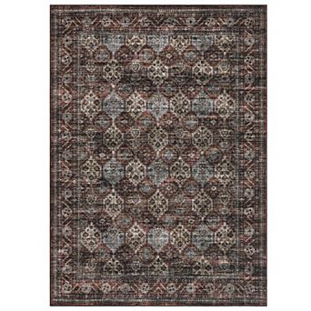Vintage Washable Area Rug with Non-Slip Backing Stain-Resistant Foldable Low Pile Carpet