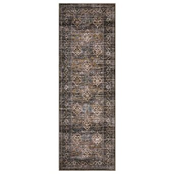 Vintage Washable Area Rug with Non-Slip Backing Stain-Resistant Foldable Low Pile Carpet