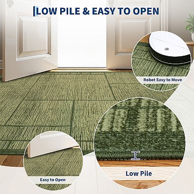 Geometric Machine Washable Rug with Rubber Backing Non Shedding Low Pile Thin Foldable Carpet