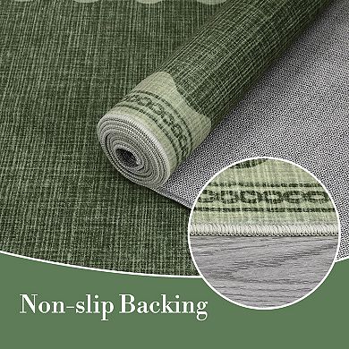 Modern Scalloped Washable Rugs Low Pile Non Slip Soft Stain Resistant Foldable Floor Mats