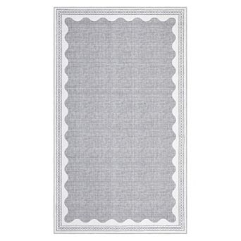 Modern Scalloped Washable Rugs Low Pile Non Slip Soft Stain Resistant Foldable Floor Mats