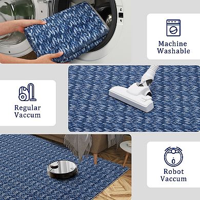 Modern Braided Solid Washable Rug Stain Resistant Non Slip Low Pile Soft Folding Carpet