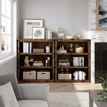 Farmhouse Bookcase, Bookshelf with Open Storage, Wooden Bookshelves Display Shelves for Home Office