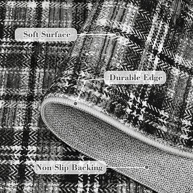 Contemporary Checkered Machine Washable Rug Modern Non Slip Soft Stain Resistant Carpet