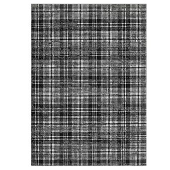Contemporary Checkered Machine Washable Rug Modern Non Slip Soft Stain Resistant Carpet