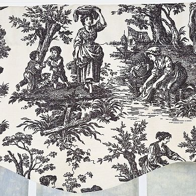 Baroque Provance 100% Cotton Rod Pocket Lined Window Valance 50" x 15" Black