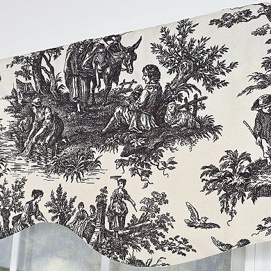 Baroque Provance 100% Cotton Rod Pocket Lined Window Valance 50" x 15" Black