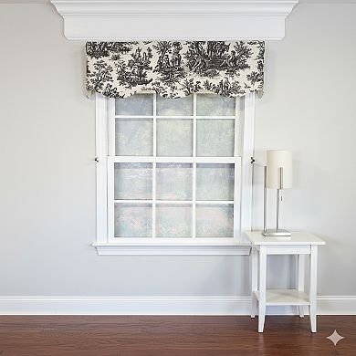 Baroque Provance 100% Cotton Rod Pocket Lined Window Valance 50" x 15" Black