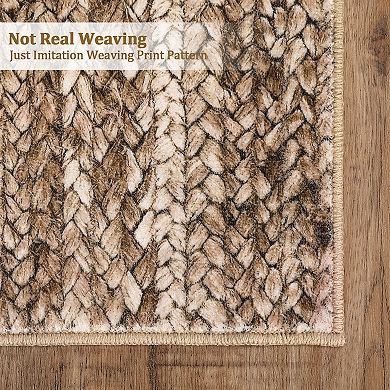 Machine Washable Modern Farmhouse Rug Non-Slip Gradient Soft Printed Braid Indoor Floor Carpet