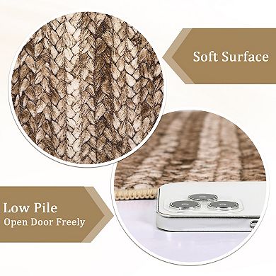 Machine Washable Modern Farmhouse Rug Non-Slip Gradient Soft Printed Braid Indoor Floor Carpet