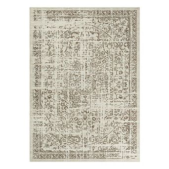 Vintage Machine Washable Rug Low-Pile Non-Slip Floral Retro Oriental Soft Carpet