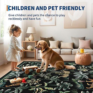 ANIXOL Blue Tiger Jungle Print Area Rug