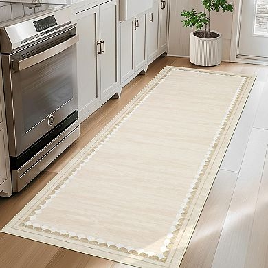 Modern Border Washable Rugs Low Pile Non Slip Soft Stain Resistant Foldable Floor Mats